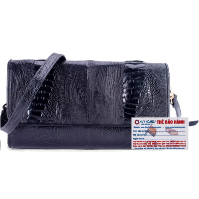 Túi Đeo Da Đà Điểu VIP Huy Hoàng HT6410 (19 x 10.5 cm) - Đen