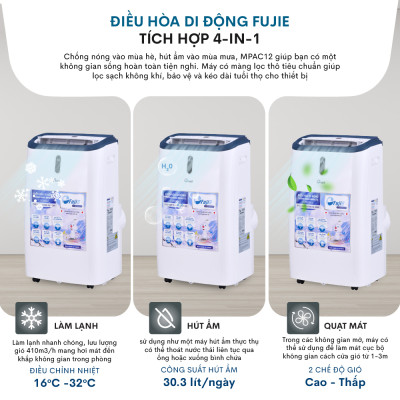 Máy lạnh di động 12.000 BTU FujiE, điều hòa di động mini thông minh điều khiển qua App không cần lắp đặt - Hàng chính hãng