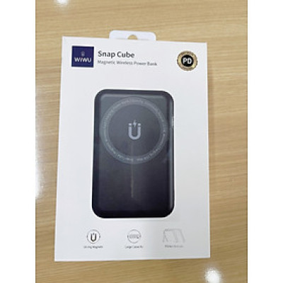 Sạc Nhanh Không Dây Wiwu Snap Cube Dành Cho Iphone 12, Iphone 13 Pin Dự Phòng 10000mAh - Hàng Chính Hãng 