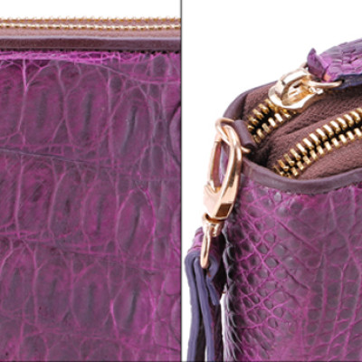 Ví Nữ Da Cá Sấu Nhiều Ngăn Gai Huy Hoàng HT3278 (11 x 22 cm) - Tím