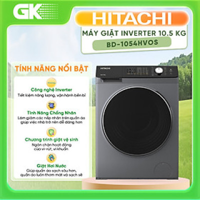 Máy giặt lồng ngang Hitachi Inverter 10.5Kg BD-1054HVOS - Hàng chính hãng