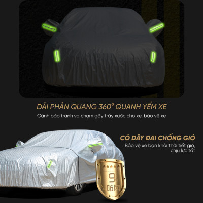 Bạt phủ ô tô xe hơi vải dù oxford cao cấp 3 lớp tráng bạc bền đẹp chống nắng mưa,bạc trùm chùm kín bảo vệ xe oto4,5,7chỗ