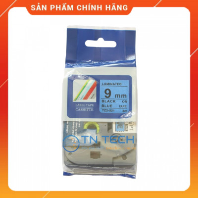 Nhãn In Tz2-521 - Đen nền dương 9mm x 8m - Dùng cho máy in BROTHER - AIMO - PUTY [Hàng Nhập Khẩu]