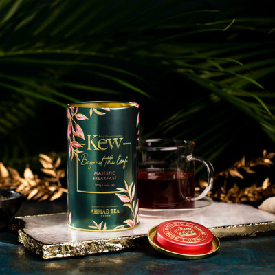 [LIMITED EDITION] TRÀ AHMAD ANH QUỐC - KEW _ Hộp thiếc HÌNH TRỤ BUỔI SÁNG (100g) pha ấm - Majestic Breakfast