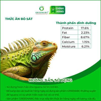 Thức ăn bò sát Iguana Trưởng Thành GREENABC vị chuối dùng cho Iguana từ 1m trở lên giúp gai bung, gù cao, dáng đẹp, lên màu tươi - Hộp 230g