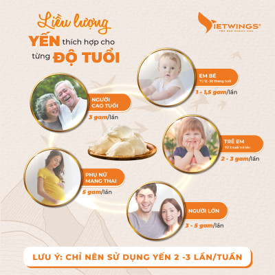 Yến sào tinh chế cao cấp Vietwings từ 8g - 10g/tai yến