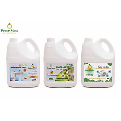 Combo Sản Phẩm  Gốc Thực Vật TLB2 Peace Mass - Nước Cọ Toilet + Nước Lau Kính 3.6l+ Nước Rửa Tay 3.6l