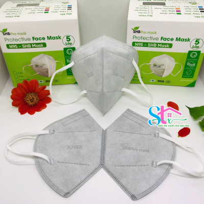 Khẩu trang n95 SHB Pro mask chính hãng, Kn95 cao cấp 5 lớp kháng khuẩn chuẩn FFP2 (hộp 20 cái)