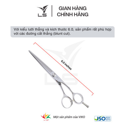 Kéo cắt tóc LS lưỡi thẳng quai offset vênh đỡ ngón cố định JP602