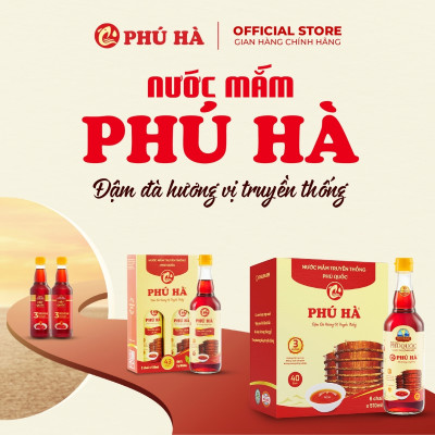 Nước mắm Phú Quốc Chỉ Dẫn Địa Lý Phú Hà 40 độ đạm - Hộp 6 chai 60ml