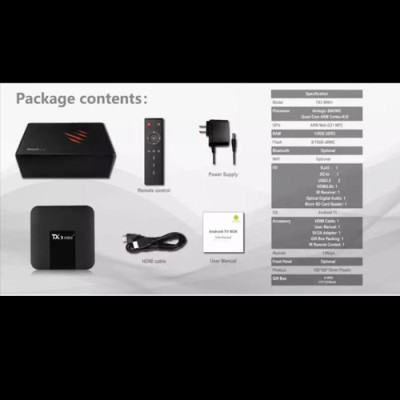 Box TV TX3 mini+ (2024) - Ram 4G/32G Android TV 11.0 - Chip Amlogic S905W2 - Bluetooth 5.0 - Xem Truyền Hình Đá Banh Miễn Phí - Hàng Nhập Khẩu