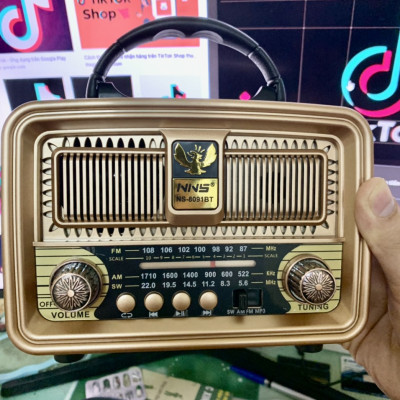 Đài radio NNS-8091BT có bluetooth FM-AM/FM/SW hình thức cổ điển sang trọng,loa to ,tích hợp pin sạc-Hàng Chính Hãng