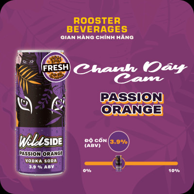 WildSide Vodka Soda Vị Chanh Dây Cam - Thùng 10 Lon (330ml)