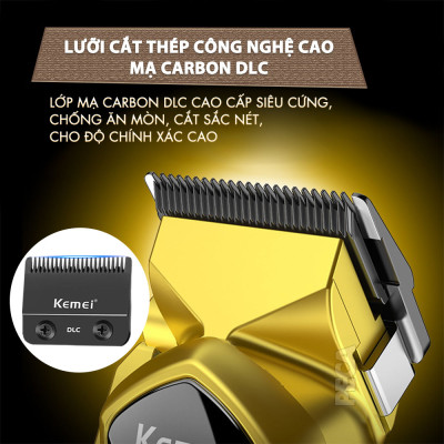 Tông đơ cắt tóc chuyên nghiệp Kemei KM-8539 lưỡi cắt mạ carbon công suất 5W tặng kèm áo choàng cắt tóc - Hàng chính hãng