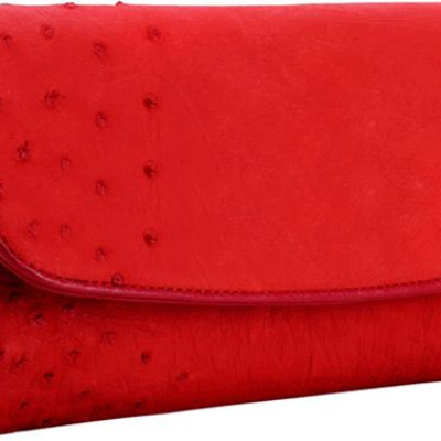 Ví Nữ Da Đà Điểu 3 Gấp Huy Hoàng HT3401 (18.5 x 9 cm) - Đỏ