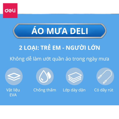 Áo Mưa Trong Suốt Deli Cho Người Lớn Và Trẻ Em - Vải Chống Thấm Cao Cấp - Dáng Dài Thời Trang - DL553010 / DL553011