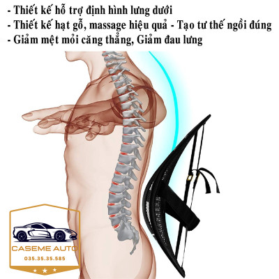 Tựa Lưng Lưới Đan Hạt Gỗ Dành Cho Ghế Ô Tô Và Văn Phòng Chống Mỏi Lưng - Hàng Chính Hãng