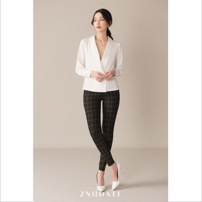 Quần legging nữ co giãn họa tiết kẻ 2NDDATE TR008MBC