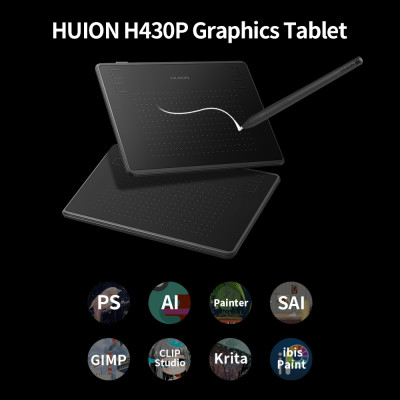 Máy tính bảng vẽ đồ họa Huion H430P với 4096 mức độ nhạy áp lực Độ phân giải bút 5080LPI 233PPS