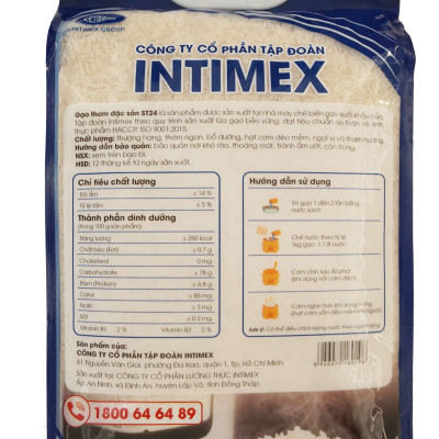 Gạo thơm đặc sản ST24+ Sóc Trăng (Túi 5kg) - Intimex Group - Dẻo, thơm ngon, ngọt cơm