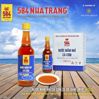 Nước mắm Nhỉ Cá cơm 584 Nha Trang - 25 độ đạm - Chai Nhựa 500ml