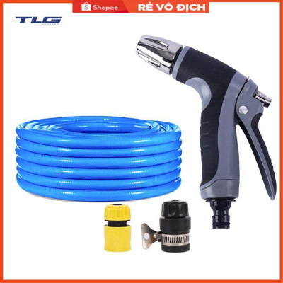 Bộ dây và vòi xịt tăng áp rửa xe tưới cây  (cút nhựa nối đen 712-2)