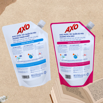 Combo Túi Nước tẩy quần áo màu đánh bay vết bẩn AXO 1200ml không mùi khó chịu