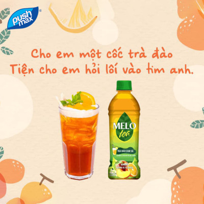 Thùng 24 Chai Trà Đào Cam Sả Melo Tea (455ml x 24 chai)