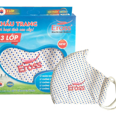Khẩu trang sợi hoạt tính Size L - Chấm bi Trắng