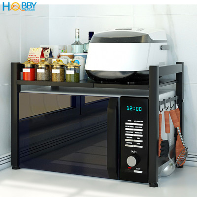 Kệ lò vi sóng 1 tầng điều chỉnh inox sơn đen Hobby home decor KVS1