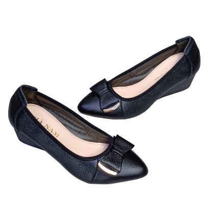 Giày Nữ Búp Bê Đế Xuồng TiTi ĐÔ Da Bò Thật Thời Trang Cao 5cm GBB2042d