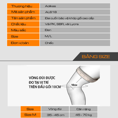 Đai bảo vệ đầu gối AOLIKES A-618 lò xo đàn hồi trợ lực hỗ trợ dây chằng khớp gối sport knee pad