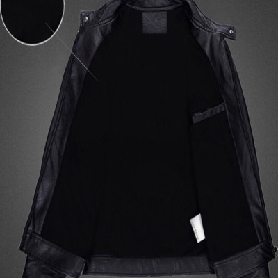 Áo Khoác Da Nam Lót Lông ShopN6 Phối Dây Kéo Nâu AKD15