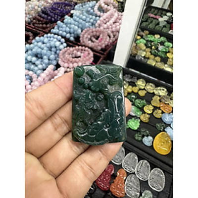 Mặt dây chuyền cá chép phong thủy đá ngọc băng tảo