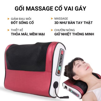 BỘ GỐI ĐỆM MASSAGE CỔ VAY GÁY 20 BI CẤU TẠO THÔNG MINH 
