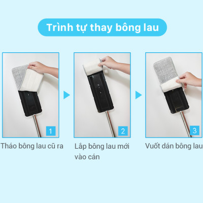 Bông Lau Thay Thế MyJae Đài Loan Sợi Microfiber Dành Cho Cây Lau Nhà 3 Lần Vắt 33cm x 12cm