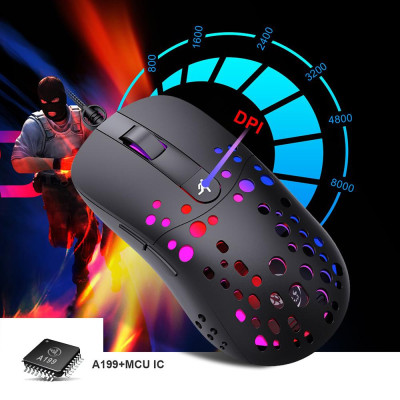 Chuột chơi game có dây HXSJ A904 lập trình macro với DPI có thể điều chỉnh 6 cấp độ 6 Chế độ chiếu sáng RGB
