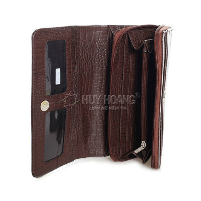 H Bóp nữ vân cá sấu Huy Hoàng nhiều ngăn màu da, đen, nâu HT3132-33-34