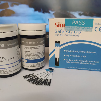 50 Que Thử Đường Huyết  Dùng Cho Máy Safe AQ UG Kèm 50 Kim Chích Máu Sinocare