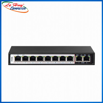Bộ Chia Mạng Switch D-Link DES-F1010P-E 10 Cổng 10/100Mbps với 8 Cổng PoE và 2 Cổng Uplink -  Hàng Chính Hãng