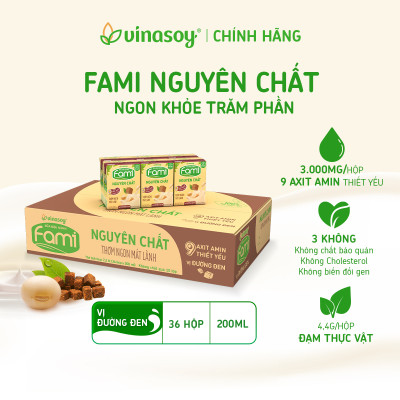 Thùng Sữa Đậu Nành Vinasoy Fami Nguyên Chất Vị Đường Đen (200ml x 36 Hộp)