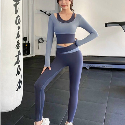 Áo Croptop Tay Dài Quần Dài Tập Yoga Gym Thun Lạnh Đàn Hồi Tốt