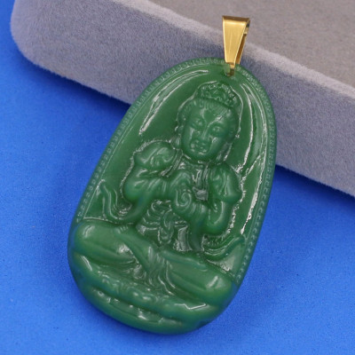 Mặt dây chuyền Như Lai Đại Nhật thạch anh xanh 5cm