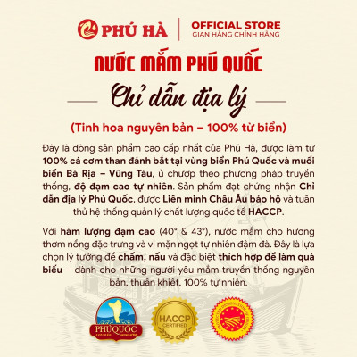 Nước mắm Phú Quốc Chỉ Dẫn Địa Lý Phú Hà 43 độ đạm -Combo 2 chai 60ml