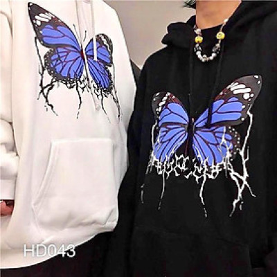 Áo khoát nữ nỉ hoodie bướm xanh ngộ nghĩnh bao đẹp-A656