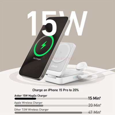 Đế sạc không dây Anker MagGo Wireless 3 in 1 Foldable B2557 - Hàng chính hãng