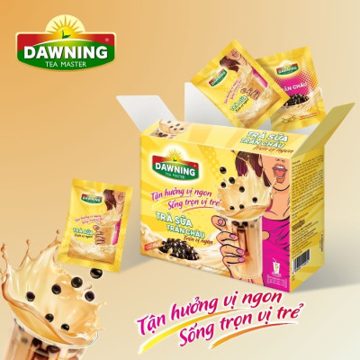 Combo 5 Hộp Trà sữa trân châu DAWNING Tròn vị ngon, thơm trà, tan đá vẫn ngon đậm đà 260g/hộp