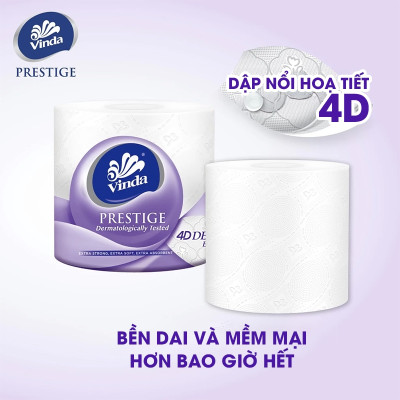 [MUA 1 LỐC GVS PRESTIGE 4D TẶNG 1 CUỘN] Giấy vệ sinh cao cấp Vinda Prestige 4D 3 lớp (8 Cuộn)