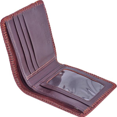 Ví Nam Da Cá Sấu Đan Viền Gai Huy Hoàng HT2246 (12.5 x 10 cm) - Nâu Đỏ