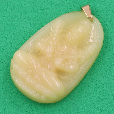 Mặt dây chuyền Hư Không Tạng Bồ Tát thạch anh vàng 4.3cm MTVO6 - phật bản mệnh tuổi Sửu, Dần